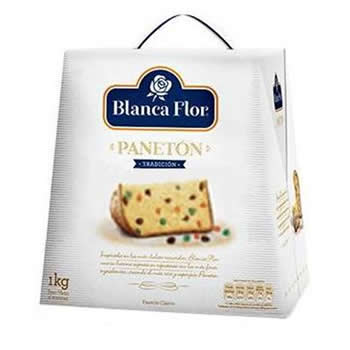 Panetón Blanca Flor en caja de 1 kilo.